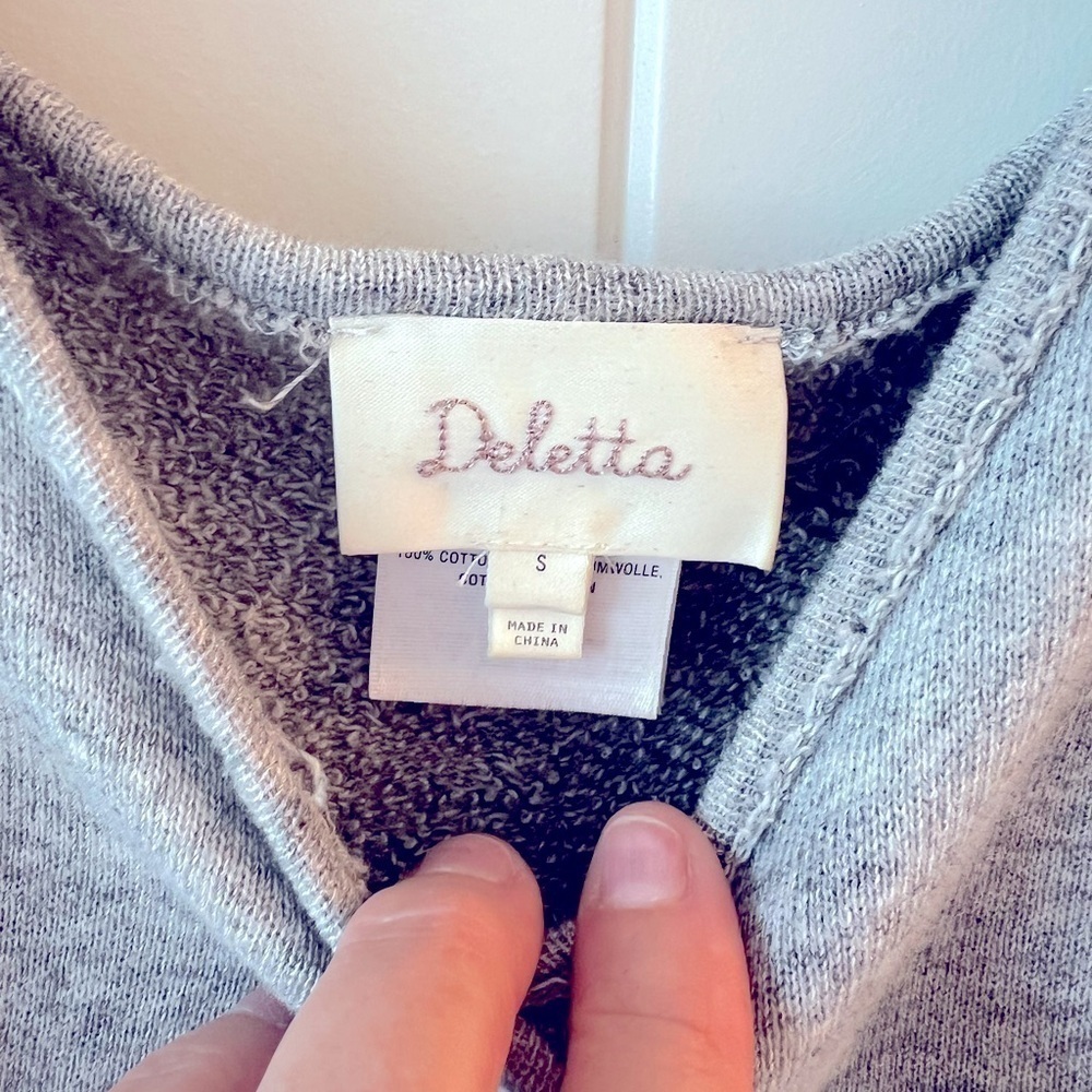 💕 Anthropologie Deletta Burnout Raw‎ Edge Top Cotton Size S - Picture 4 of 8